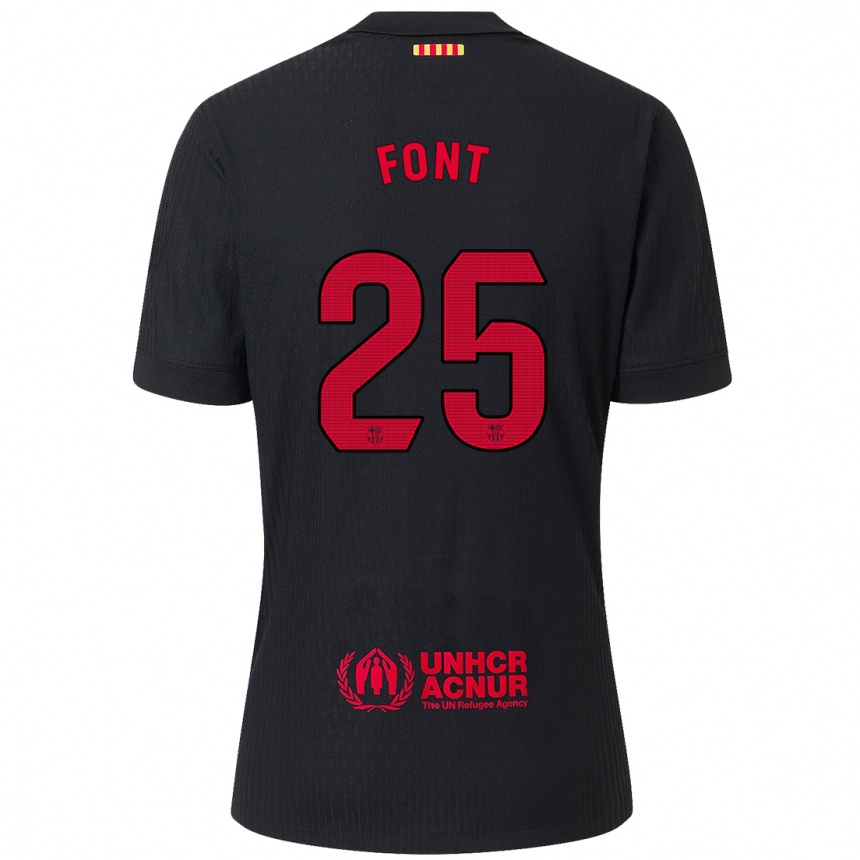 Kids Football Gemma Font #25 Black Red Away Jersey 2024/25 T-Shirt