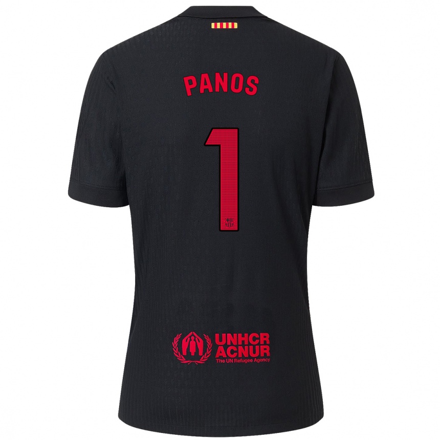 Kids Football Sandra Panos #1 Black Red Away Jersey 2024/25 T-Shirt