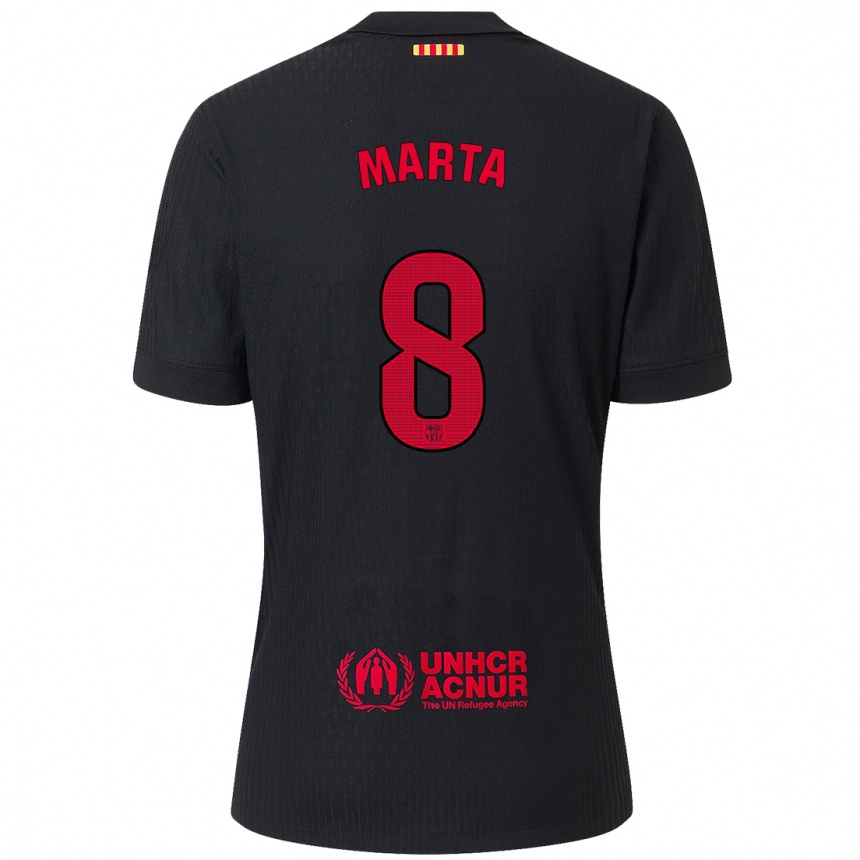 Kids Football Marta Torrejon #8 Black Red Away Jersey 2024/25 T-Shirt