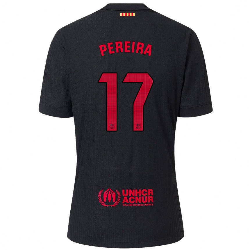 Kids Football Andrea Pereira #17 Black Red Away Jersey 2024/25 T-Shirt