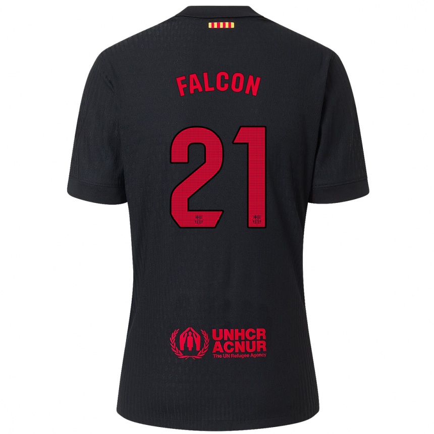 Kids Football Andrea Falcon #21 Black Red Away Jersey 2024/25 T-Shirt