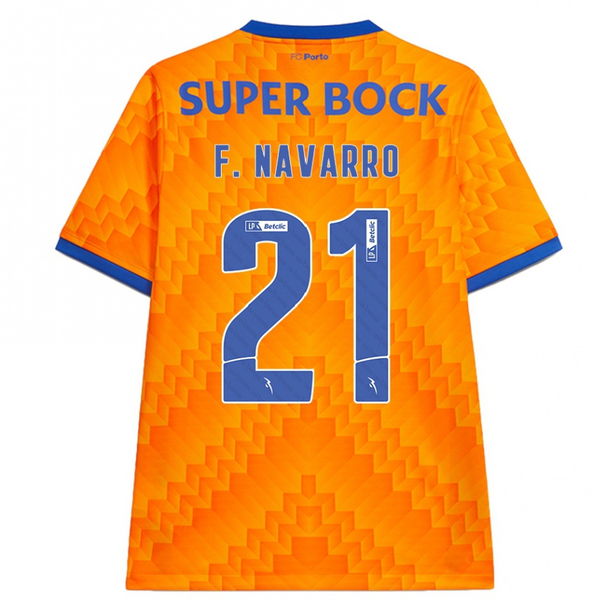 Kids Football Fran Navarro #21 Orange Away Jersey 2024/25 T-Shirt