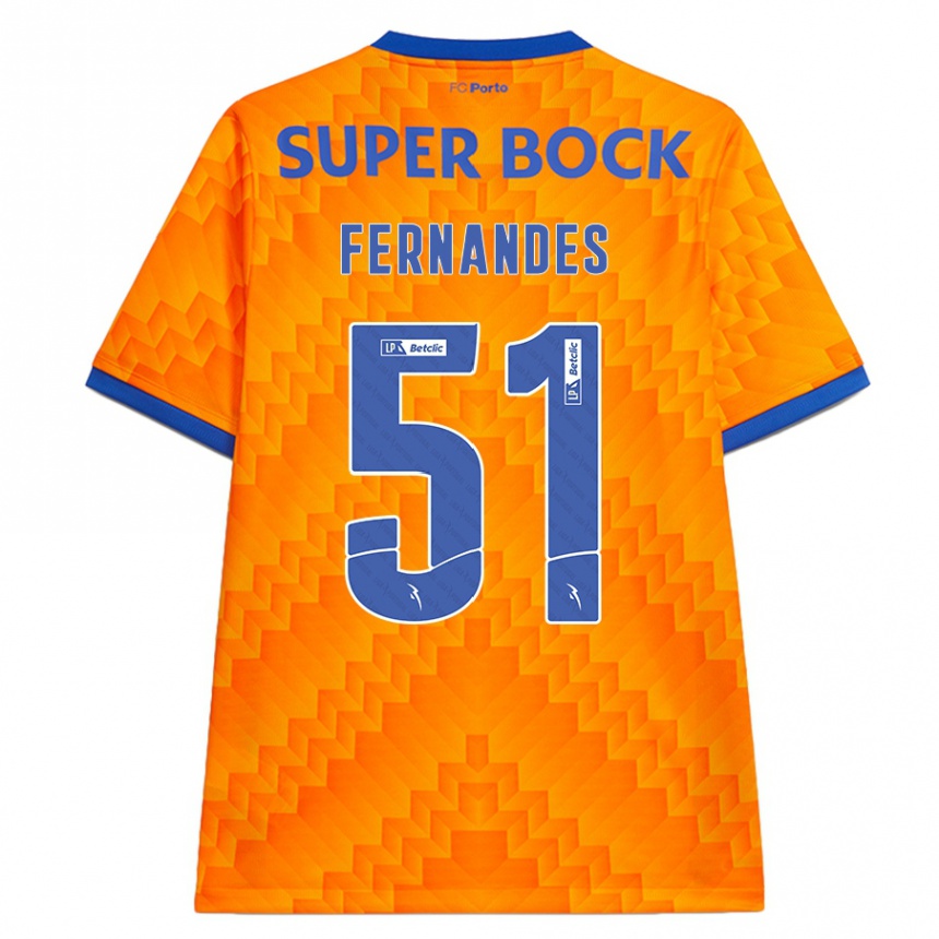 Kids Football Diogo Fernandes #51 Orange Away Jersey 2024/25 T-Shirt