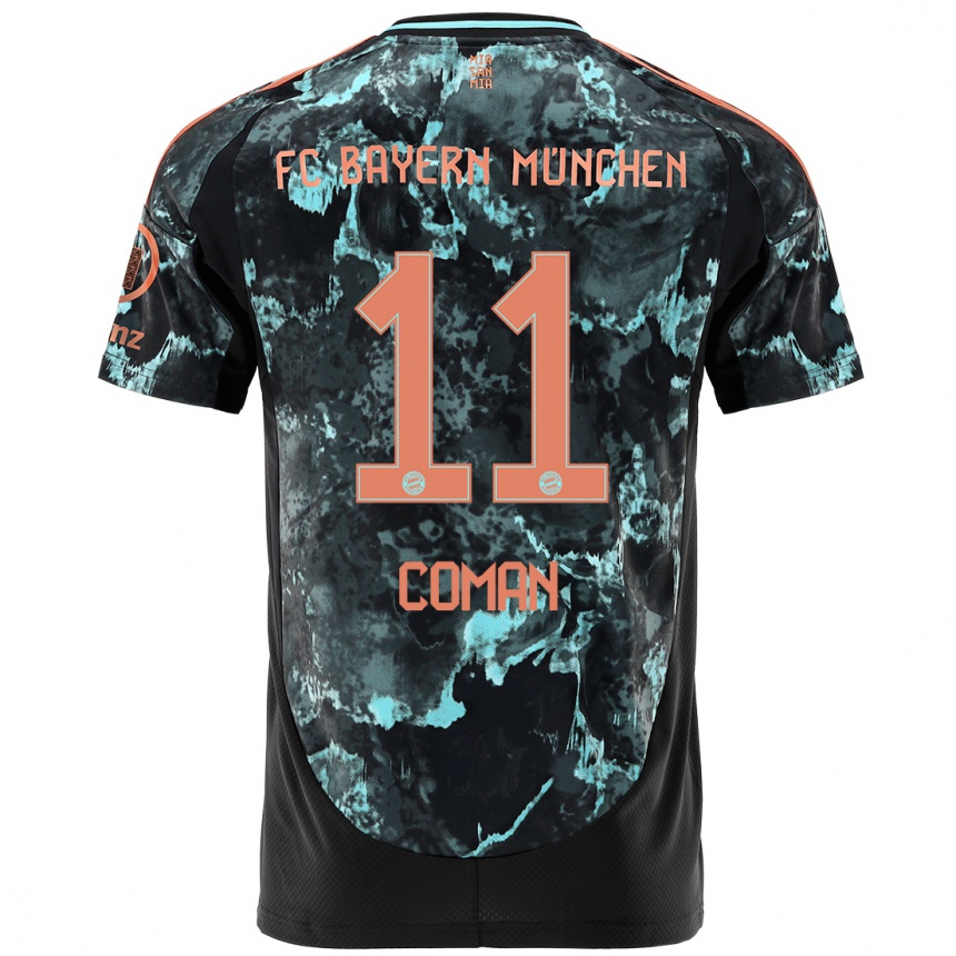 Kids Football Kingsley Coman #11 Black Away Jersey 2024/25 T-Shirt