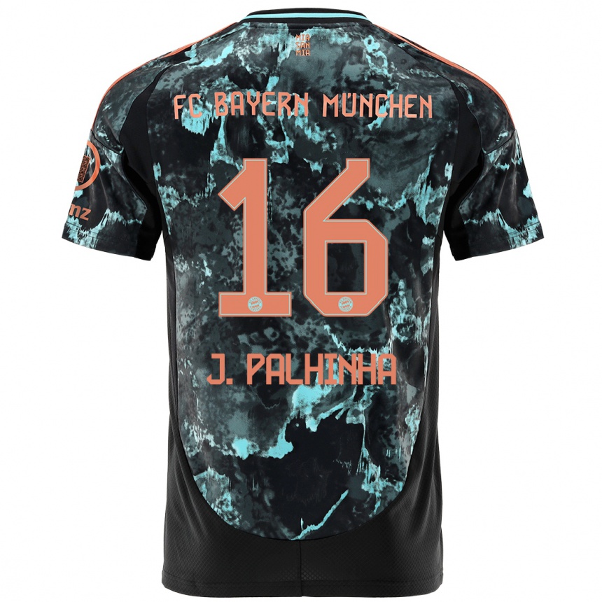 Kids Football João Palhinha #16 Black Away Jersey 2024/25 T-Shirt