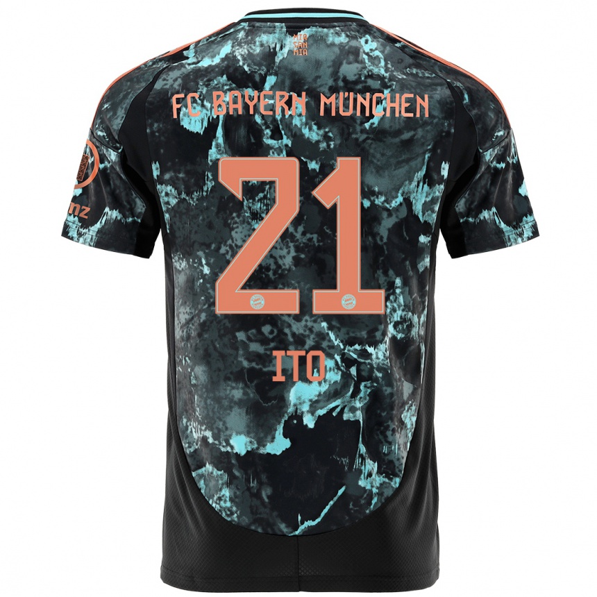 Kids Football Hiroki Ito #21 Black Away Jersey 2024/25 T-Shirt