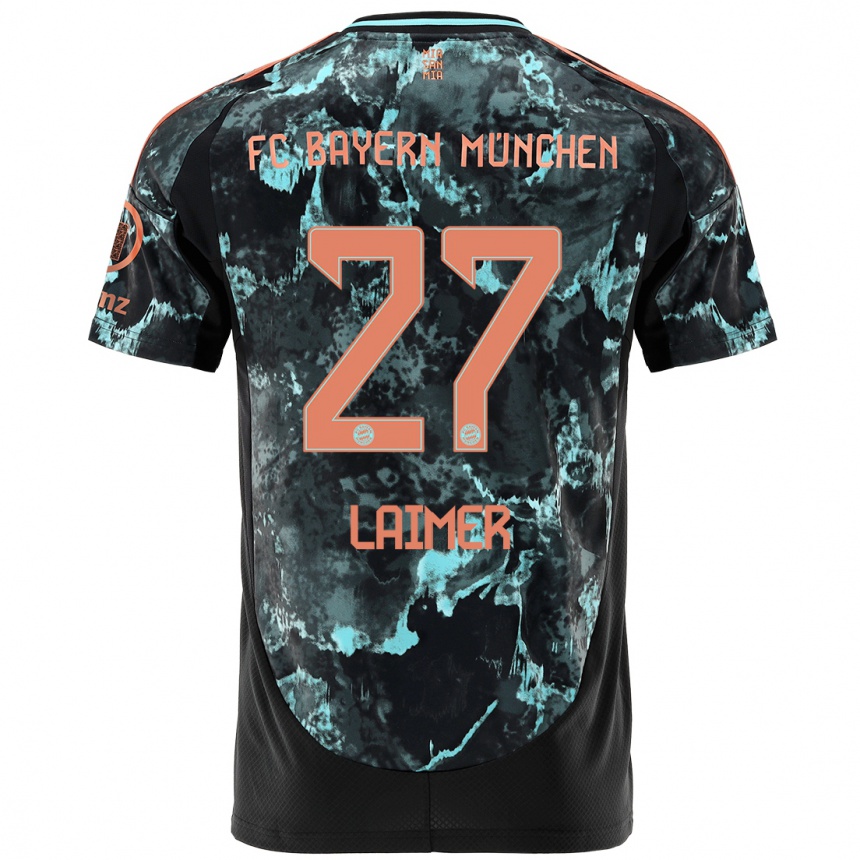 Kids Football Konrad Laimer #27 Black Away Jersey 2024/25 T-Shirt