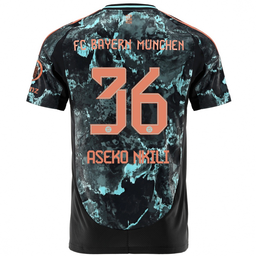 Kids Football Noel Aseko Nkili #36 Black Away Jersey 2024/25 T-Shirt