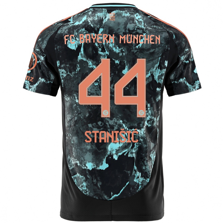 Kids Football Josip Stanisic #44 Black Away Jersey 2024/25 T-Shirt