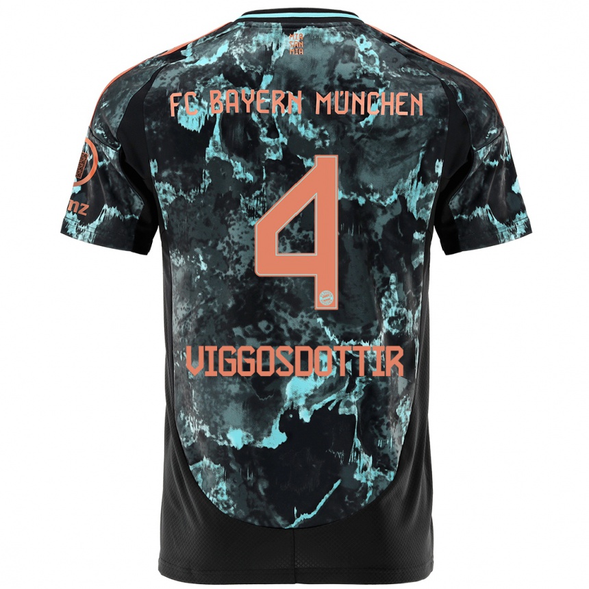 Kids Football Glódís Perla Viggósdóttir #4 Black Away Jersey 2024/25 T-Shirt