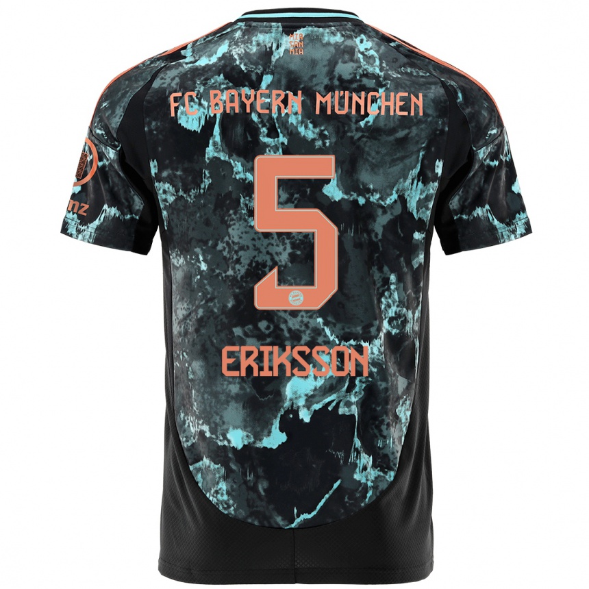 Kids Football Magdalena Eriksson #5 Black Away Jersey 2024/25 T-Shirt