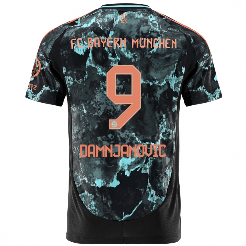 Kids Football Jovana Damnjanovic #9 Black Away Jersey 2024/25 T-Shirt