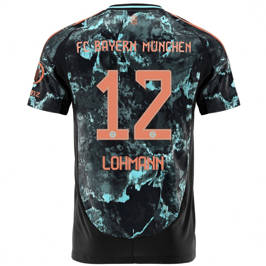 Kids Football Sydney Lohmann #12 Black Away Jersey 2024/25 T-Shirt