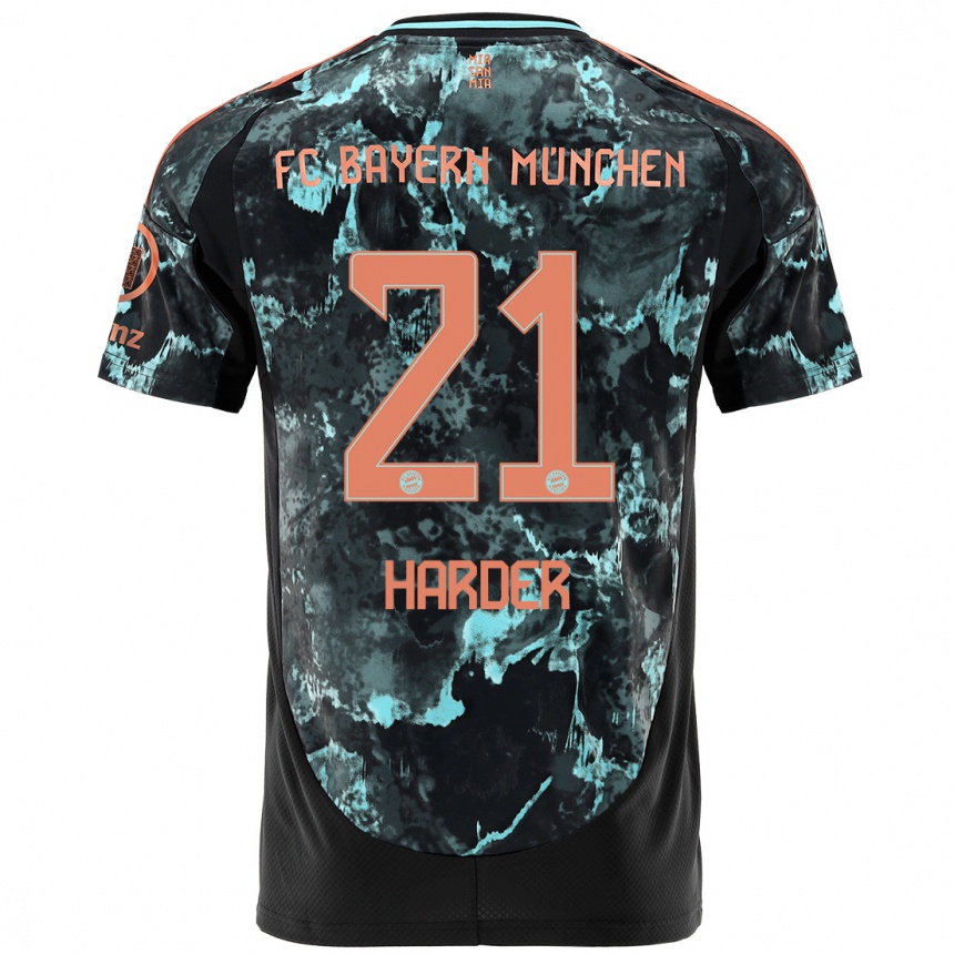 Kids Football Pernille Harder #21 Black Away Jersey 2024/25 T-Shirt