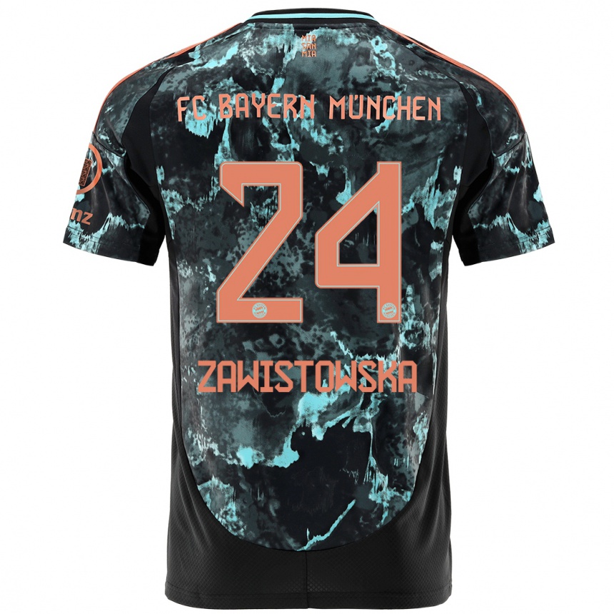 Kids Football Weronika Zawistowska #24 Black Away Jersey 2024/25 T-Shirt