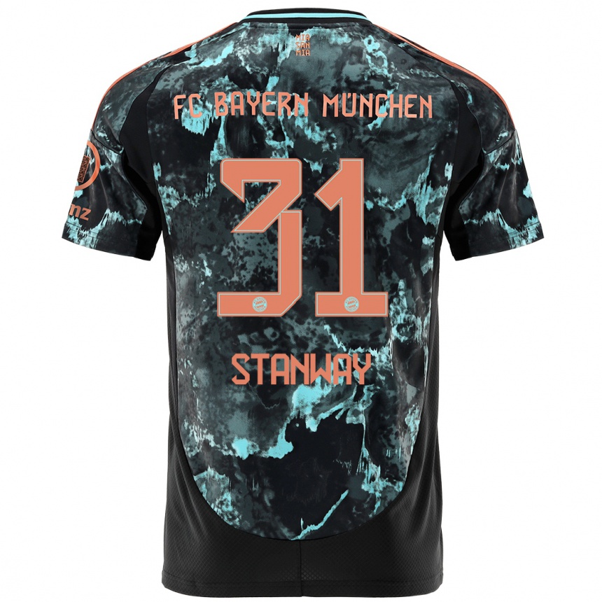 Kids Football Georgia Stanway #31 Black Away Jersey 2024/25 T-Shirt