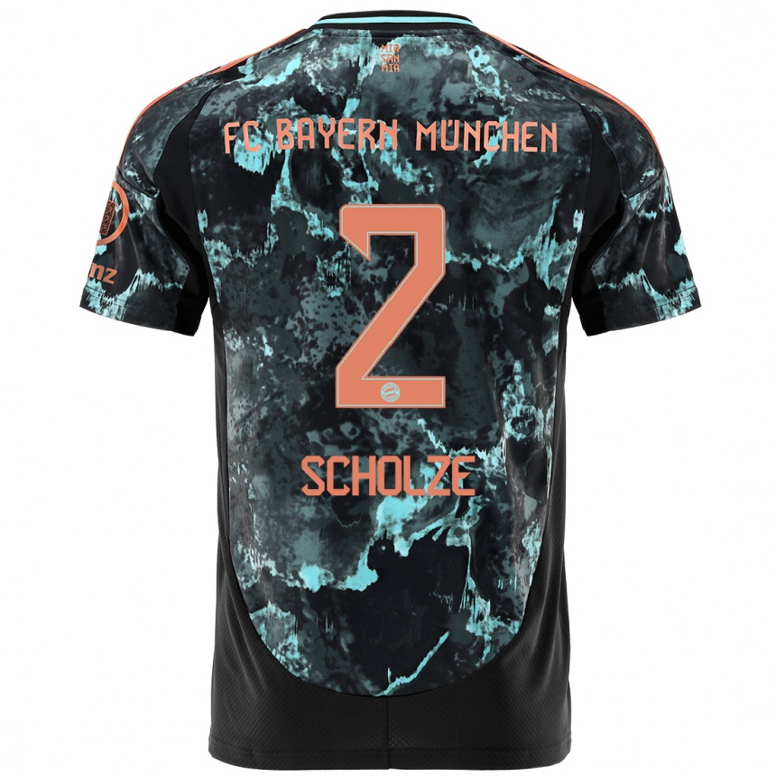 Kids Football Max Scholze #2 Black Away Jersey 2024/25 T-Shirt