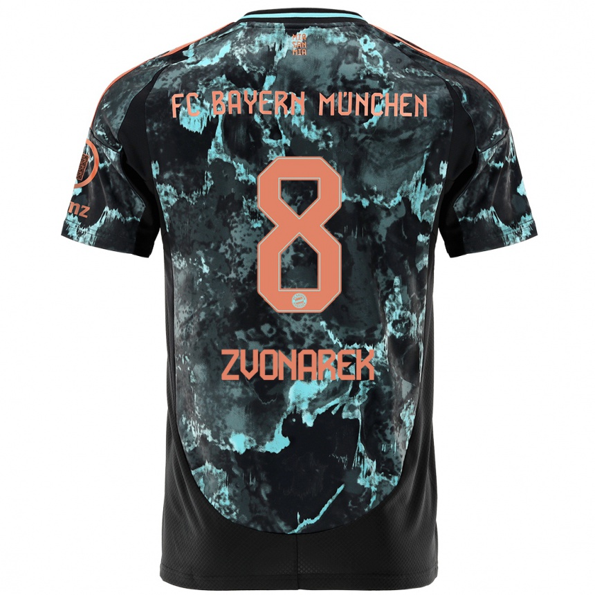 Kids Football Lovro Zvonarek #8 Black Away Jersey 2024/25 T-Shirt