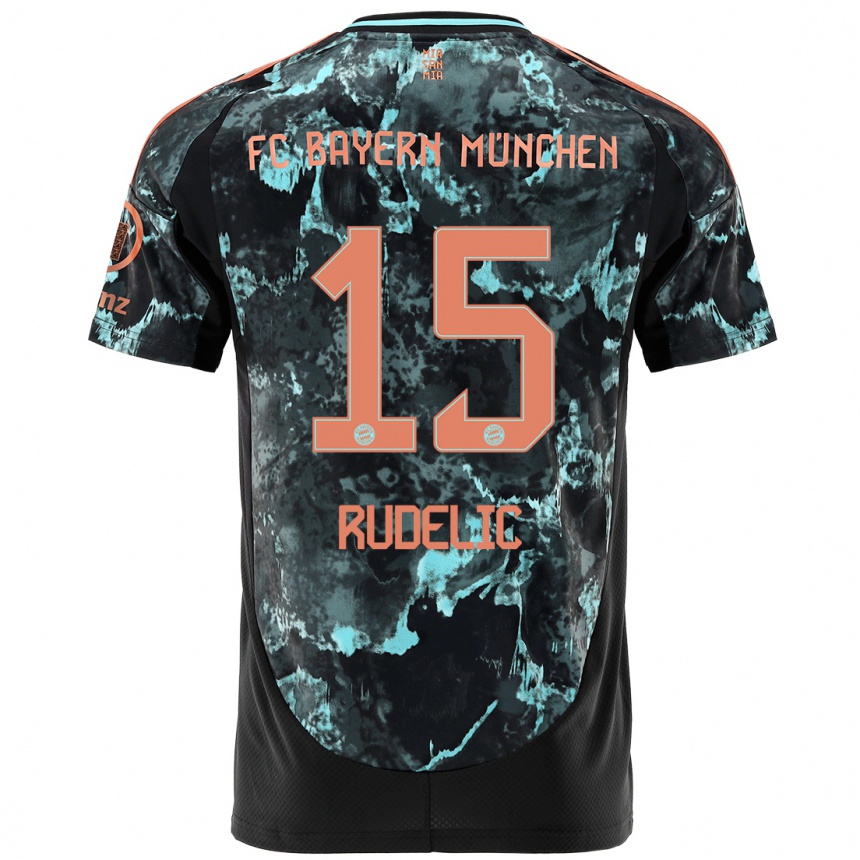 Kids Football Ivana Rudelic #15 Black Away Jersey 2024/25 T-Shirt