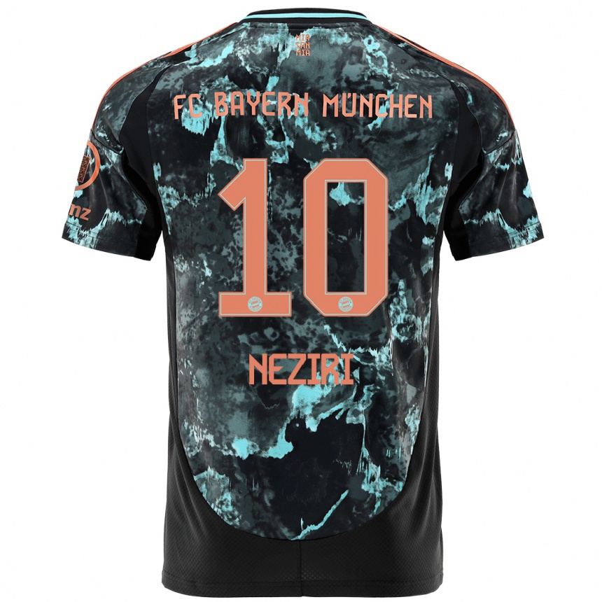 Kids Football Behar Neziri #10 Black Away Jersey 2024/25 T-Shirt