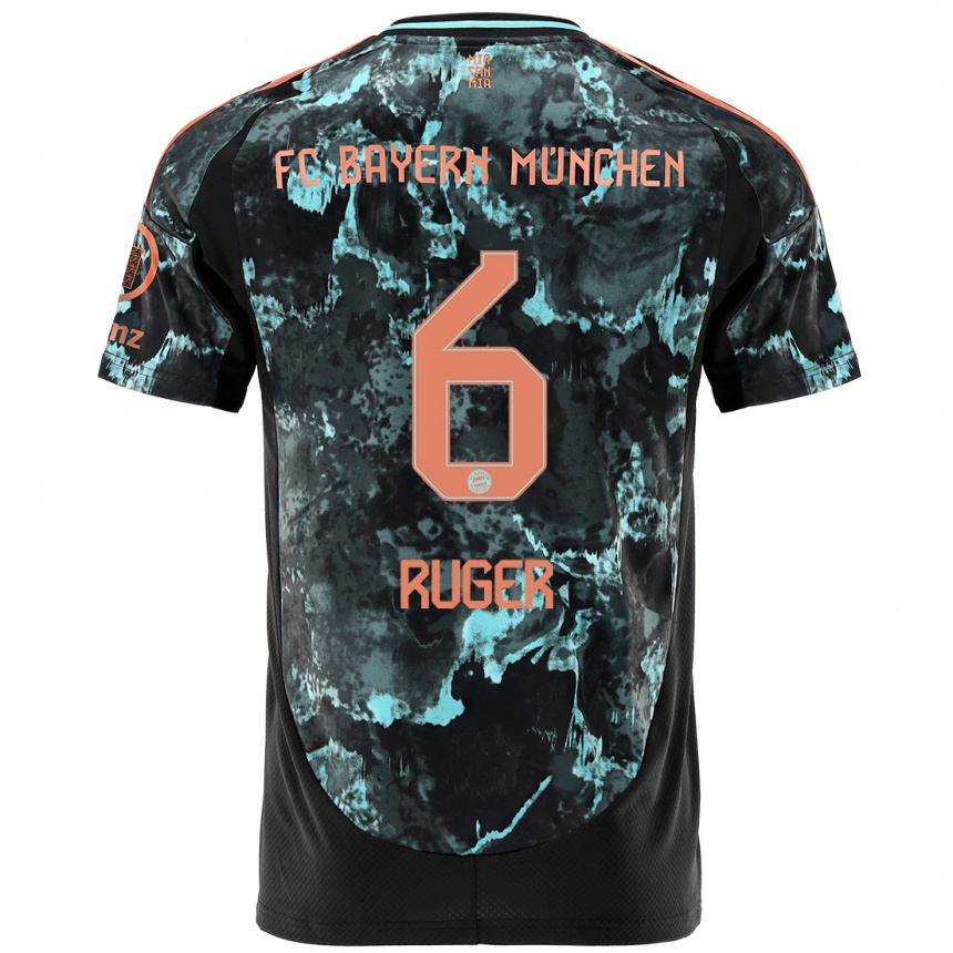 Kids Football Kurt Ruger #6 Black Away Jersey 2024/25 T-Shirt