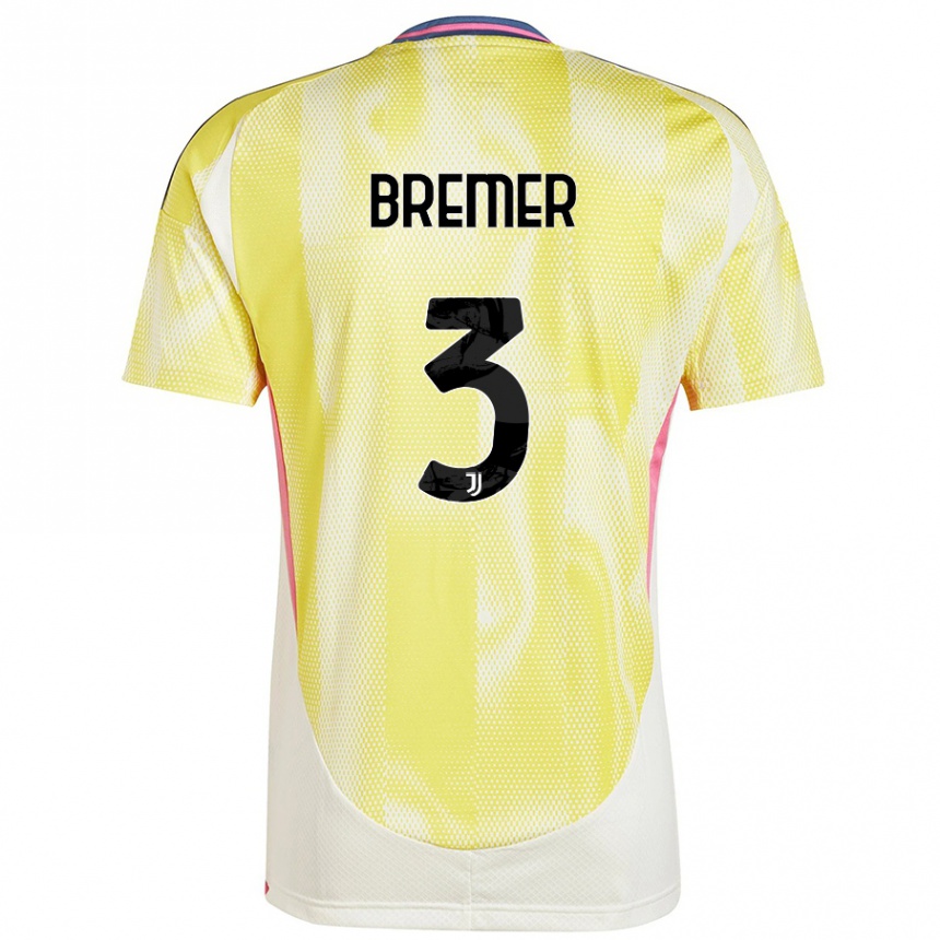 Kids Football Bremer #3 Solar Yellow Away Jersey 2024/25 T-Shirt