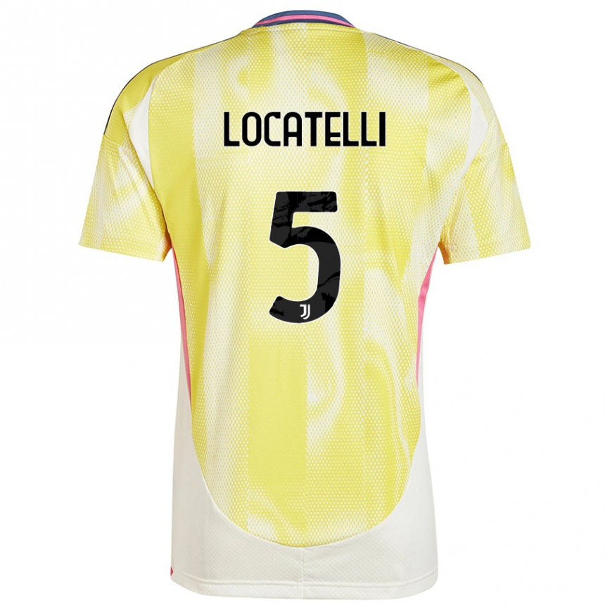 Kids Football Manuel Locatelli #5 Solar Yellow Away Jersey 2024/25 T-Shirt