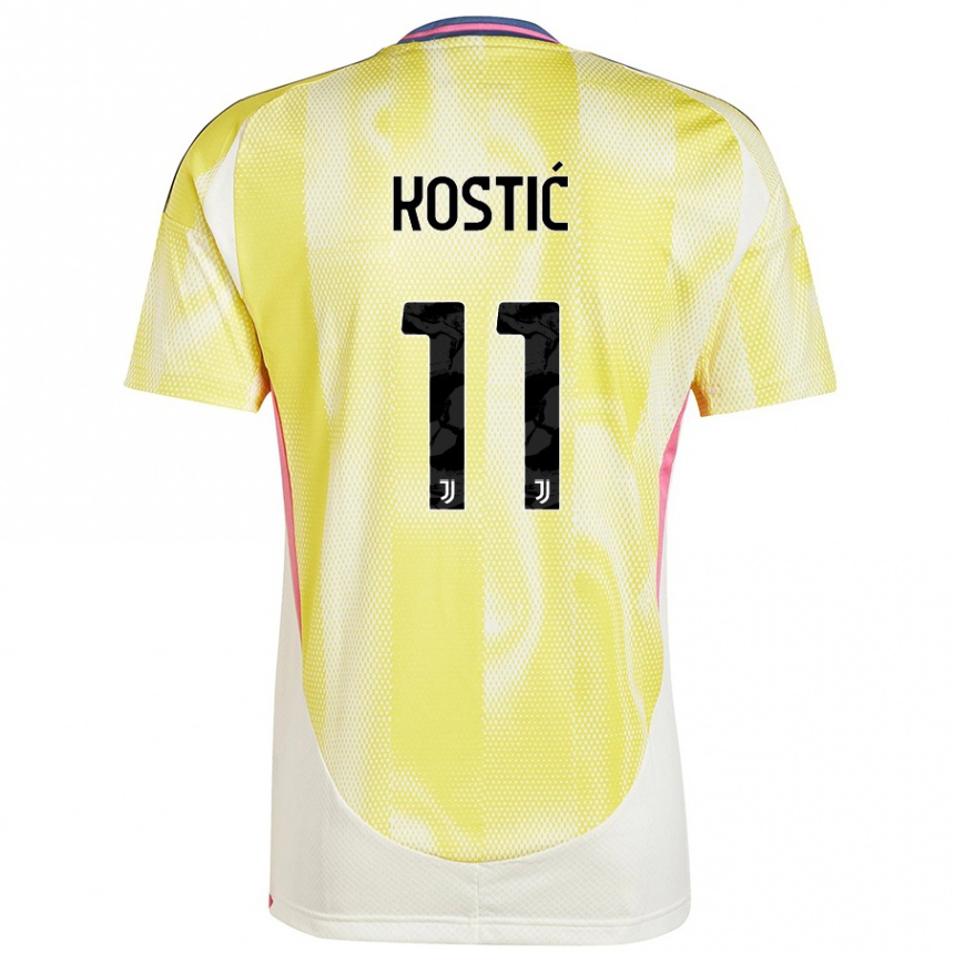 Kids Football Filip Kostic #11 Solar Yellow Away Jersey 2024/25 T-Shirt