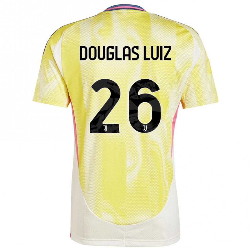 Kids Football Douglas Luiz #26 Solar Yellow Away Jersey 2024/25 T-Shirt