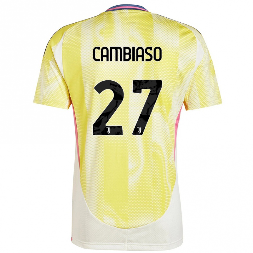 Kids Football Andrea Cambiaso #27 Solar Yellow Away Jersey 2024/25 T-Shirt