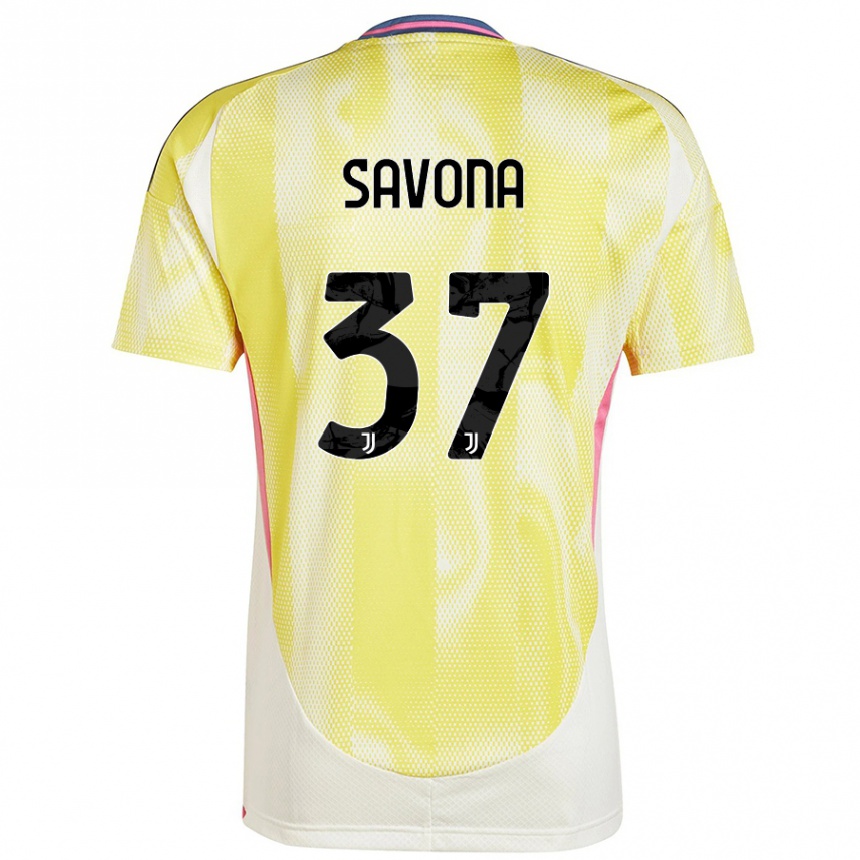 Kids Football Nicolo Savona #37 Solar Yellow Away Jersey 2024/25 T-Shirt