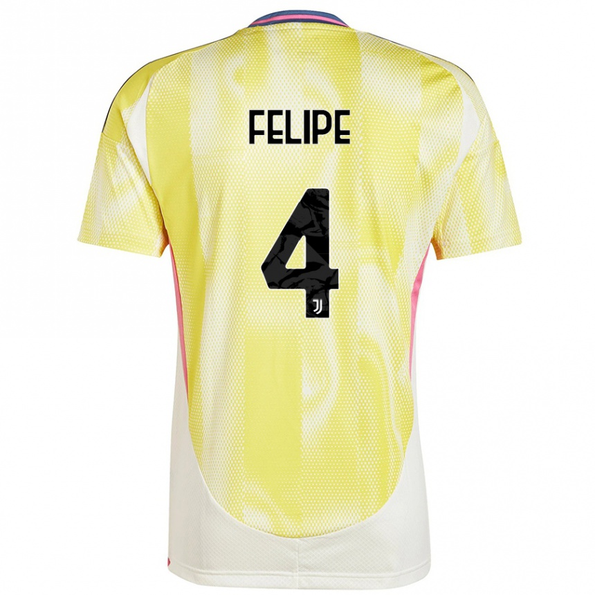 Kids Football Pedro Felipe #4 Solar Yellow Away Jersey 2024/25 T-Shirt