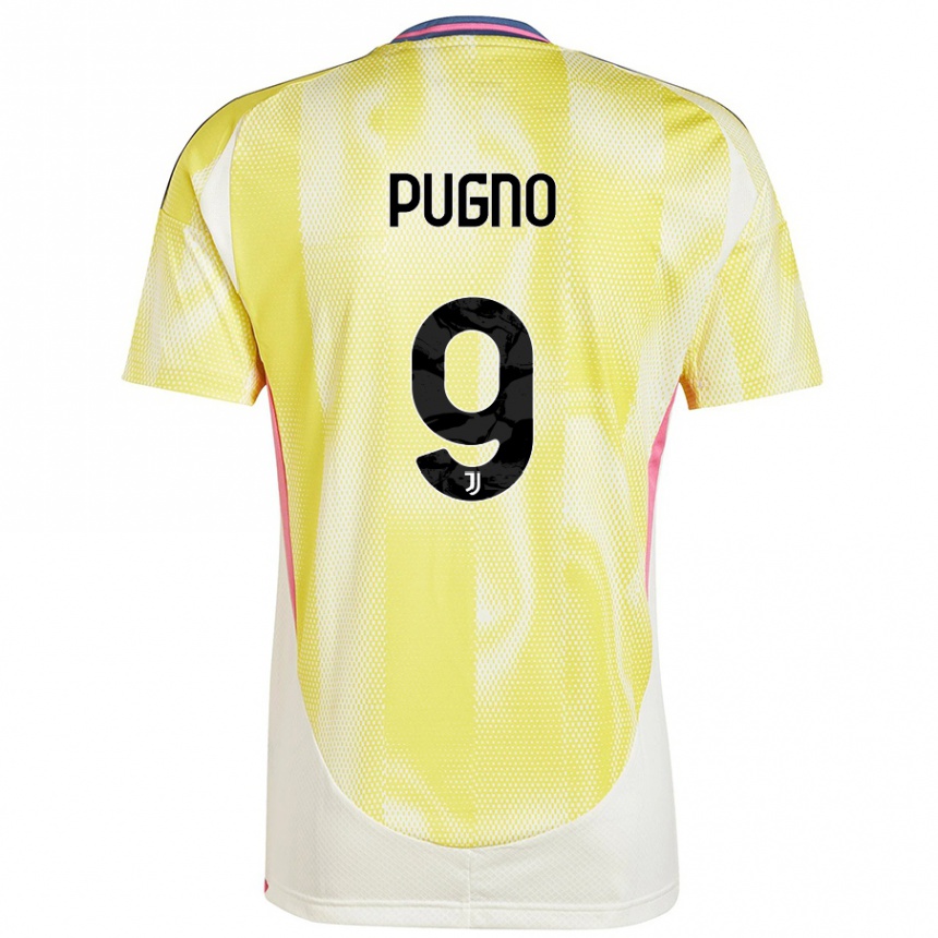 Kids Football Diego Pugno #9 Solar Yellow Away Jersey 2024/25 T-Shirt