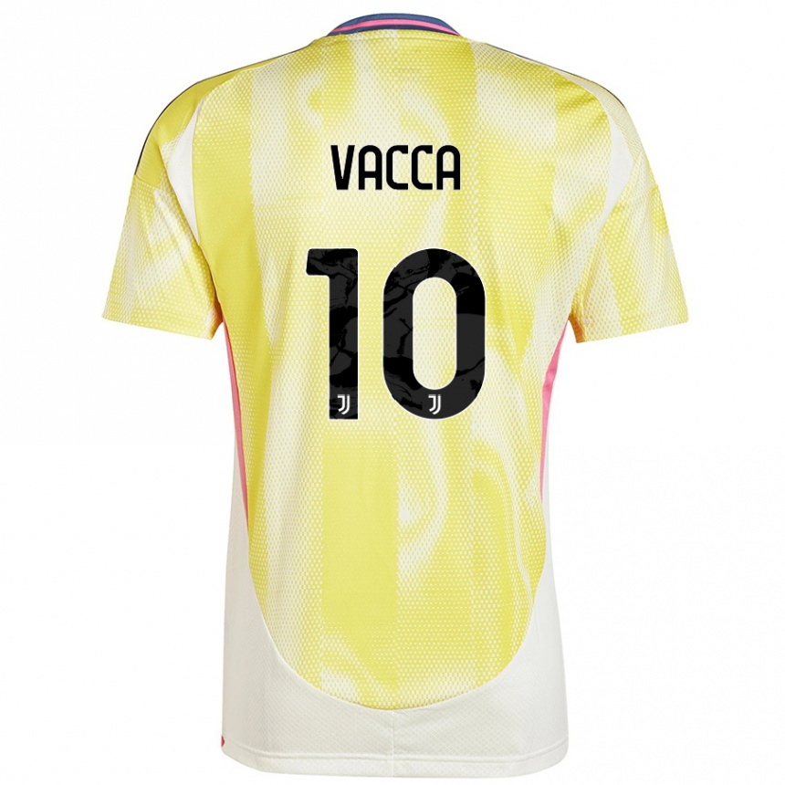 Kids Football Alessio Vacca #10 Solar Yellow Away Jersey 2024/25 T-Shirt