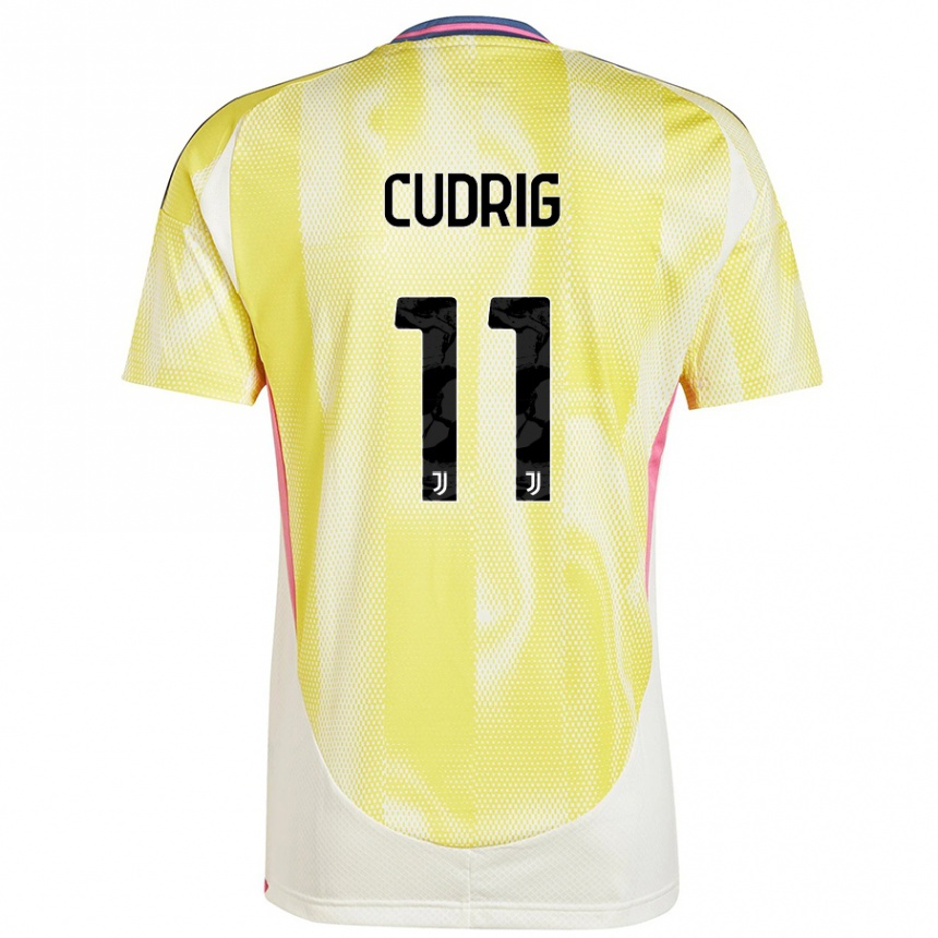 Kids Football Nicolò Cudrig #11 Solar Yellow Away Jersey 2024/25 T-Shirt