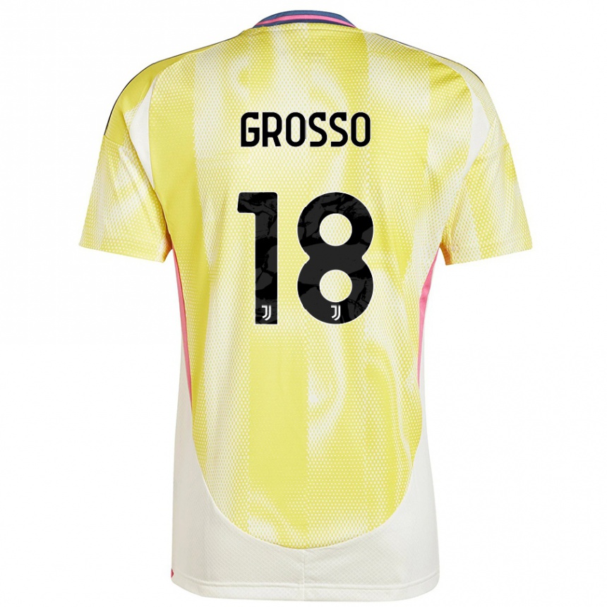 Kids Football Filippo Grosso #18 Solar Yellow Away Jersey 2024/25 T-Shirt