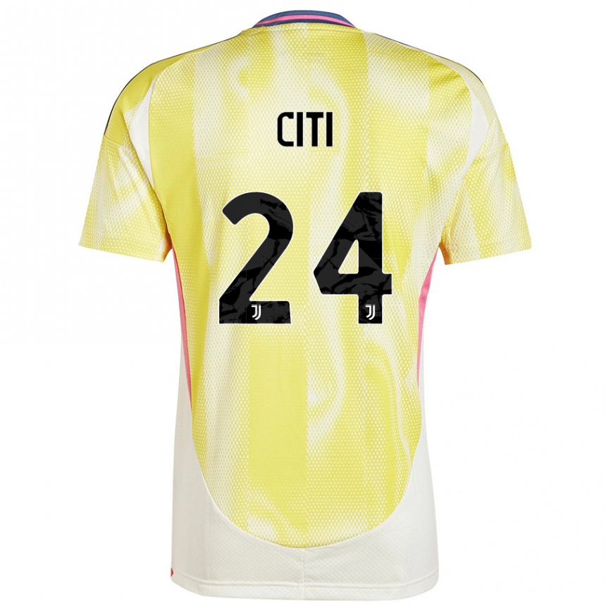 Kids Football Alessandro Citi #24 Solar Yellow Away Jersey 2024/25 T-Shirt