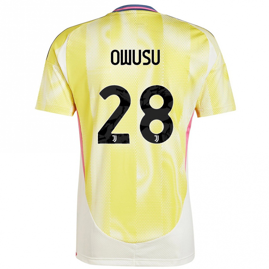 Kids Football Augusto Owusu #28 Solar Yellow Away Jersey 2024/25 T-Shirt