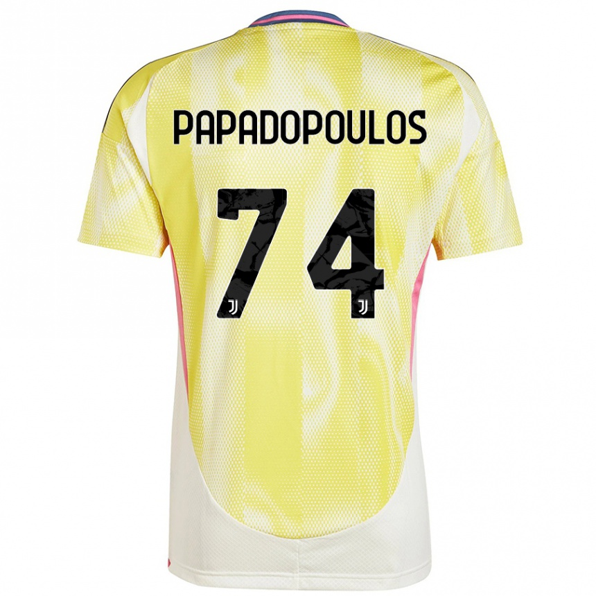 Kids Football Christos Papadopoulos #74 Solar Yellow Away Jersey 2024/25 T-Shirt