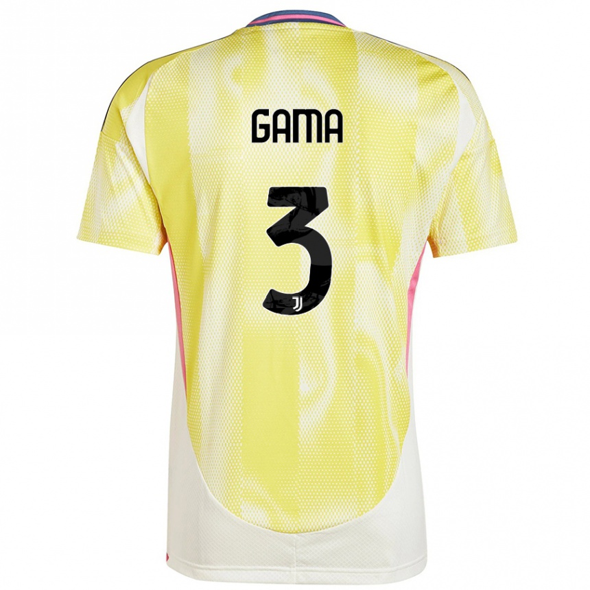 Kids Football Sara Gama #3 Solar Yellow Away Jersey 2024/25 T-Shirt