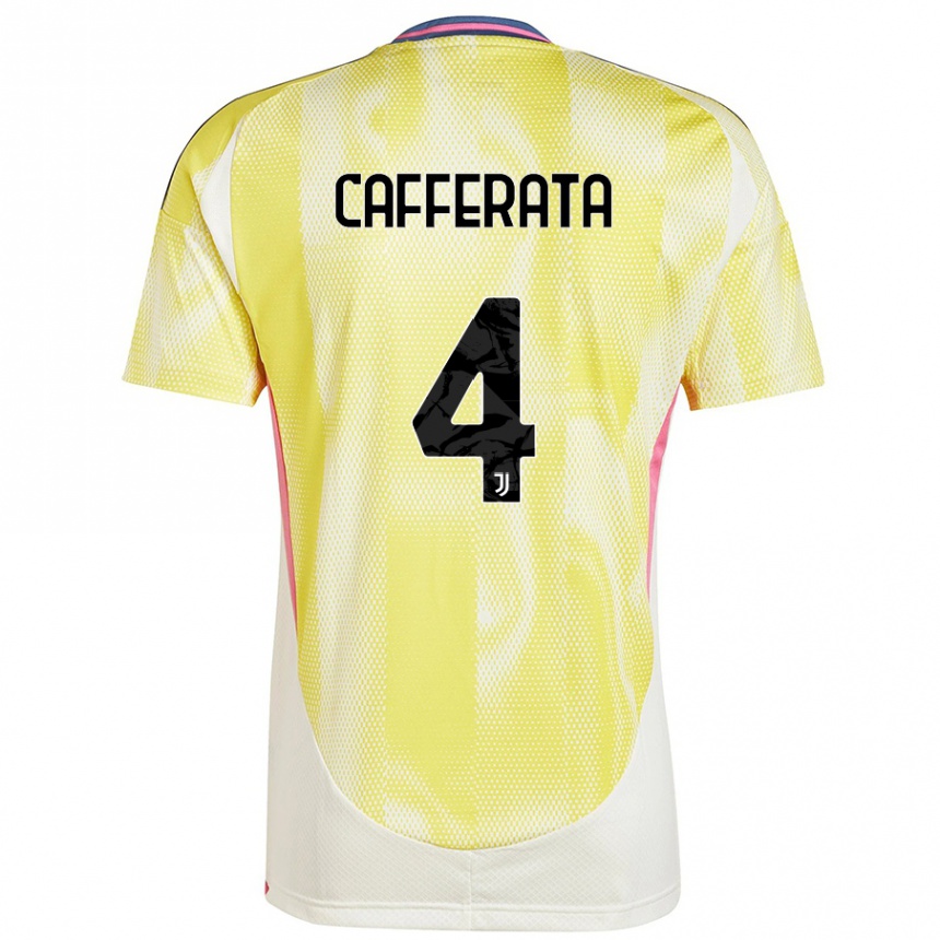 Kids Football Federica Cafferata #4 Solar Yellow Away Jersey 2024/25 T-Shirt