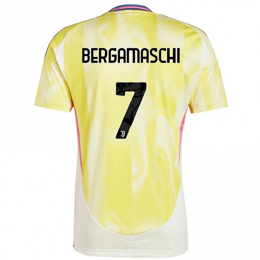 Kids Football Valentina Bergamaschi #7 Solar Yellow Away Jersey 2024/25 T-Shirt