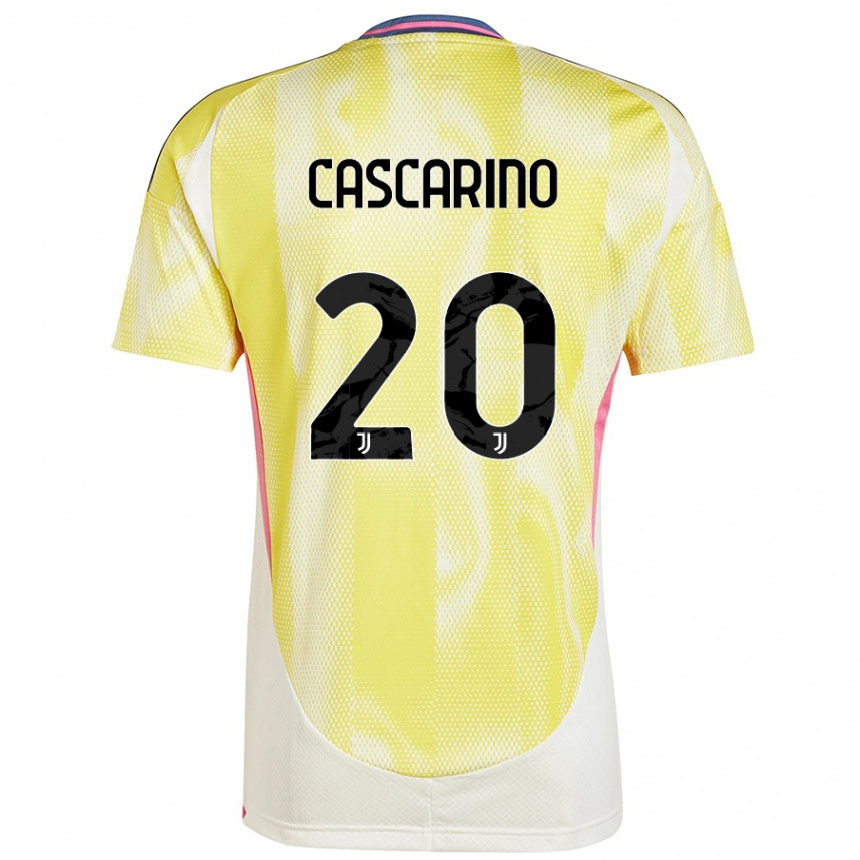 Kids Football Estelle Cascarino #20 Solar Yellow Away Jersey 2024/25 T-Shirt