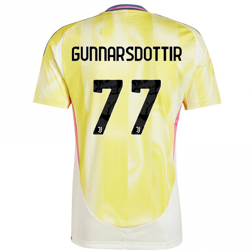 Kids Football Sara Bjork Gunnarsdottir #77 Solar Yellow Away Jersey 2024/25 T-Shirt