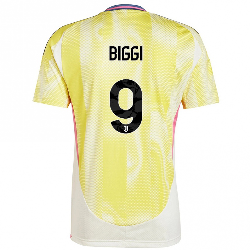 Kids Football Silvano Biggi #9 Solar Yellow Away Jersey 2024/25 T-Shirt