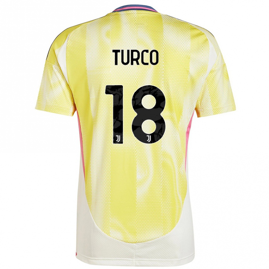 Kids Football Nicolo Turco #18 Solar Yellow Away Jersey 2024/25 T-Shirt