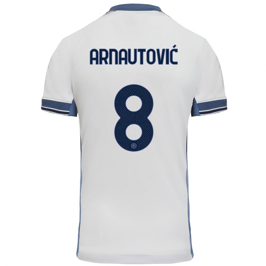 Kids Football Marko Arnautovic #8 White Grey Away Jersey 2024/25 T-Shirt