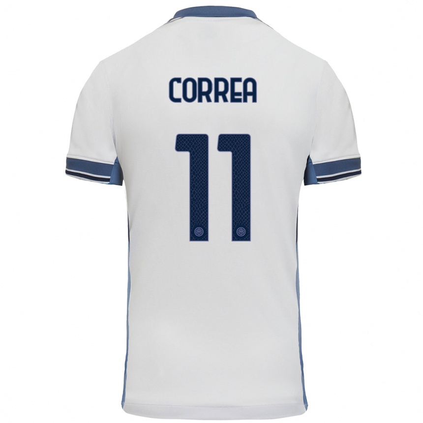 Kids Football Joaquin Correa #11 White Grey Away Jersey 2024/25 T-Shirt