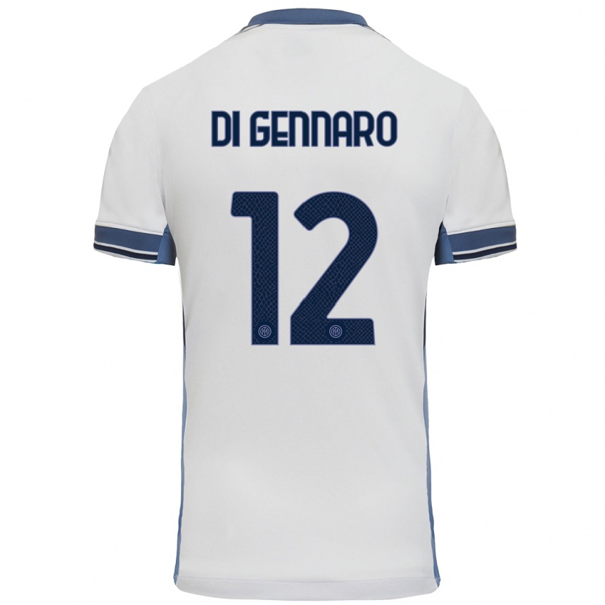 Kids Football Raffaele Di Gennaro #12 White Grey Away Jersey 2024/25 T-Shirt