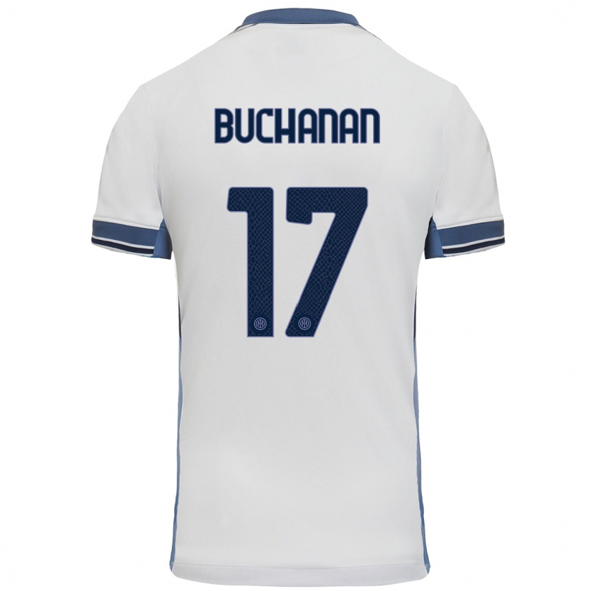 Kids Football Tajon Buchanan #17 White Grey Away Jersey 2024/25 T-Shirt